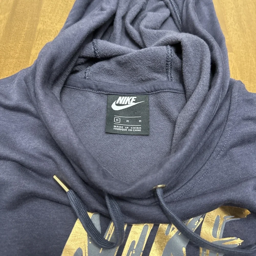 Nike hooded lounge dress women's medium metallic swoosh‎ active workout pockets